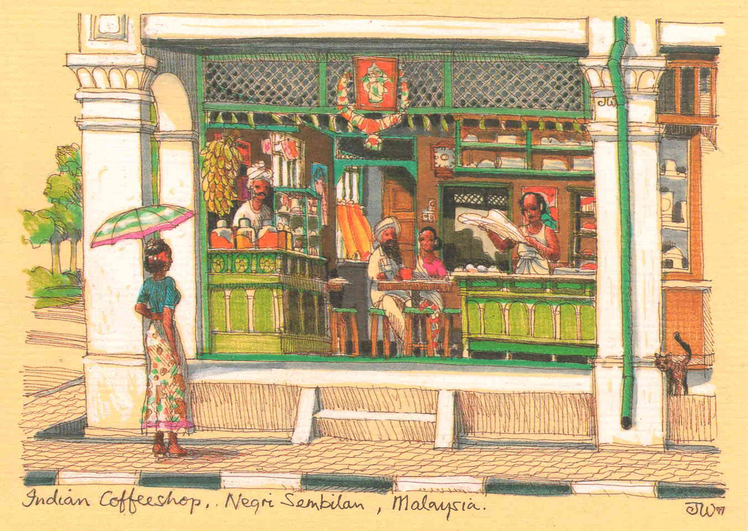 Indian Coffeeshop, Negeri Sembilan, Malaysia British colonial Malaya architecture painting art architect malaysia