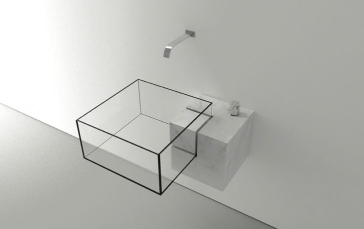 materials such as Carrara Marble for the wall mounted shelf