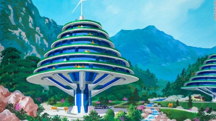 Tapping in to a similarly environmental  inspiration, this hotel envisioned for the Mount Kumgang area near the Korean DMZ has been designed in the shape of a tree. North Korean's Architect and Designer's Vision Of The Future