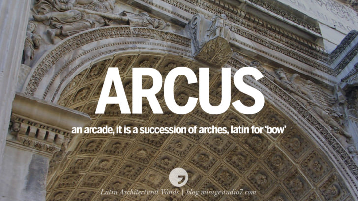 Arcus - an arcade, it is a succession of arches, latin word for 'bow'. Beautiful Latin and Ancient Greek Architecture Words instagram facebook twitter pinterest